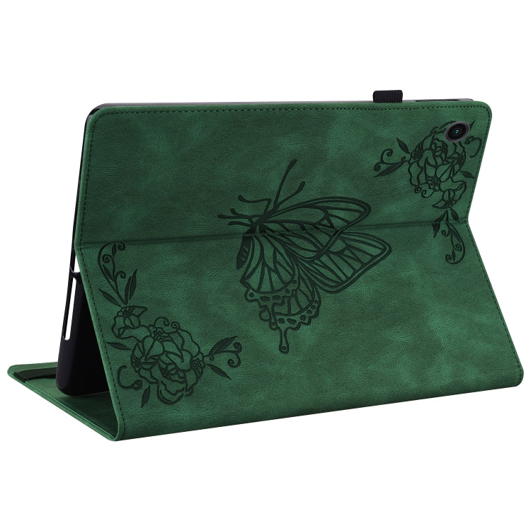 For Samsung Galaxy Tab A8 10.5 2021 Butterfly Flower Embossed Leather Tablet Case(Green) - Samsung Accessories by buy2fix | Online Shopping UK | buy2fix