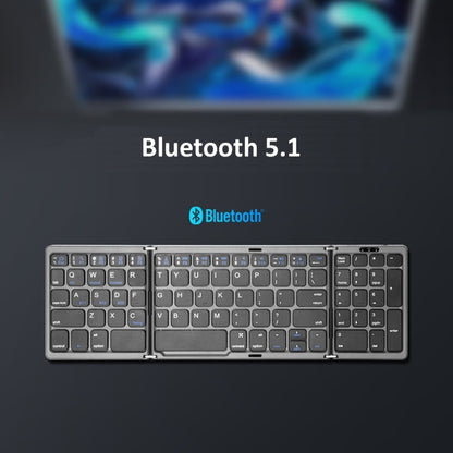 B089T Foldable Bluetooth Keyboard Rechargeable with Touchpad(Black) - Wireless Keyboard by buy2fix | Online Shopping UK | buy2fix