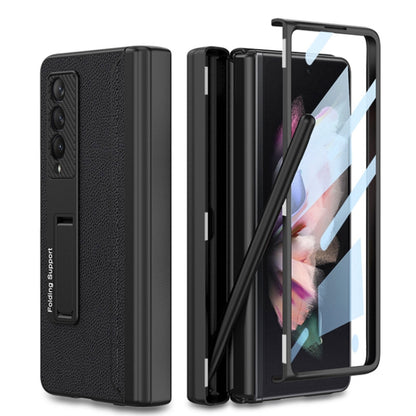 For Samsung Galaxy Z Fold3 5G GKK Magnetic Hinge Plain Leather Phone Flip Case with Pen Box(Black) - Galaxy Phone Cases by GKK | Online Shopping UK | buy2fix