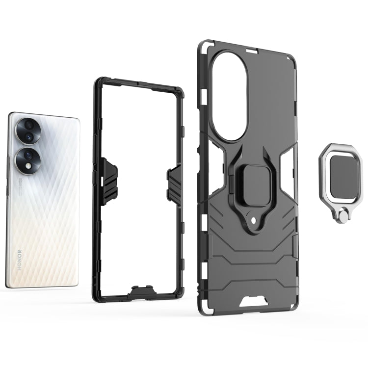 For Honor 70 5G Shockproof PC + TPU Phone Case with Magnetic Ring Holder(Black) - Honor Cases by buy2fix | Online Shopping UK | buy2fix