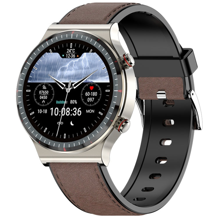 G08 1.3 inch TFT Screen Smart Watch, Support Medical-grade ECG Measurement/Women Menstrual Reminder, Style:Brown Leather Strap(Silver) - Smart Wear by buy2fix | Online Shopping UK | buy2fix