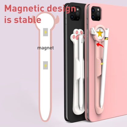 Stylus Silicone Magnetic Cartoon Pen Holder For Apple Pencil 1/2(Pink Cat Paw) - Pencil Accessories by buy2fix | Online Shopping UK | buy2fix