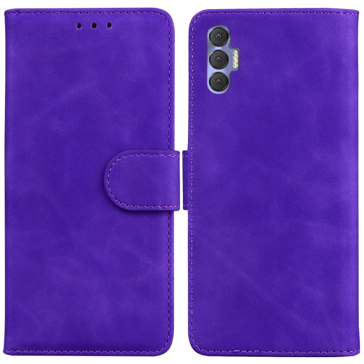 For Tecno Spark 8 Pro Skin Feel Pure Color Flip Leather Phone Case(Purple) - Tecno Cases by buy2fix | Online Shopping UK | buy2fix