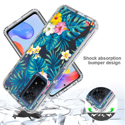 For Xiaomi Redmi Note 11 Pro PC+TPU Transparent Painted Phone Case(Banana Leaf) - Redmi Note 11 Pro Case by buy2fix | Online Shopping UK | buy2fix