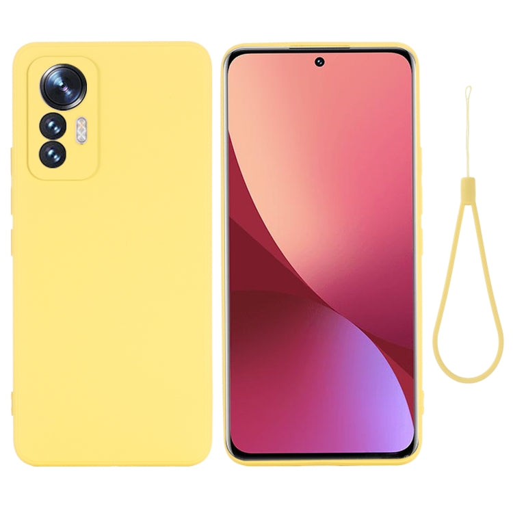 For Xiaomi 12 Lite Solid Color Liquid Silicone Full Coverage Phone Case(Yellow) - Xiaomi Accessories by buy2fix | Online Shopping UK | buy2fix