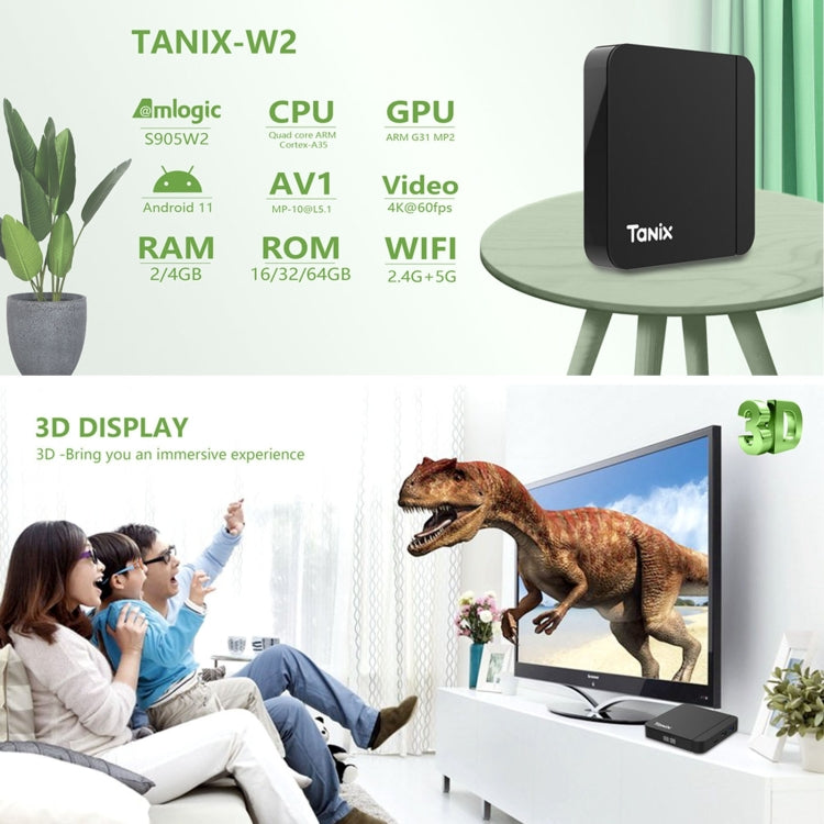 Tanix W2 Amlogic S905 Quad Core Smart TV Set Top Box, RAM:4G+32G With Dual Wifi/BT(UK Plug) - Amlogic S905 by buy2fix | Online Shopping UK | buy2fix