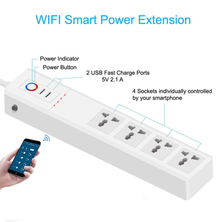 WiFi 10A SM-SO306-M 4 Holes + 2 USB Multi-purpose Smart Power Strip(US Plug) - Consumer Electronics by buy2fix | Online Shopping UK | buy2fix