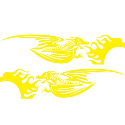 2 PCS/Set D-489 Fire-breathing Dragon Pattern Car Modified Decorative Sticker(Yellow) - In Car by buy2fix | Online Shopping UK | buy2fix