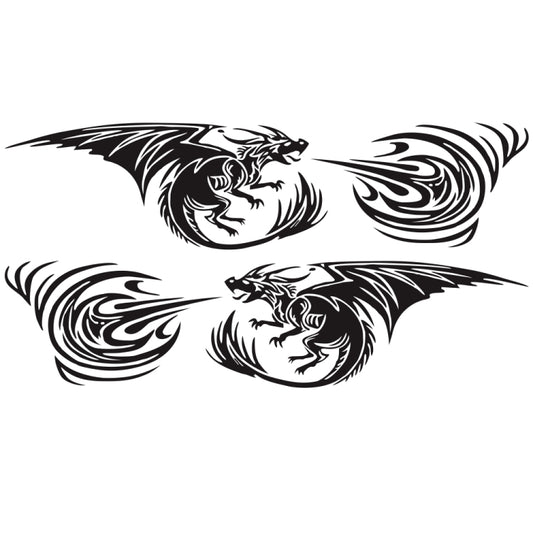 2 PCS/Set D-498 Pterosaur Spitfire Pattern Car Modified Decorative Sticker(Black) - In Car by buy2fix | Online Shopping UK | buy2fix