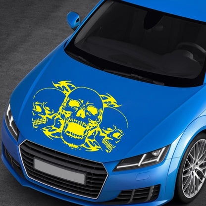 D-923 Three Skulls Pattern Car Modified Decorative Sticker(Yellow) - In Car by buy2fix | Online Shopping UK | buy2fix