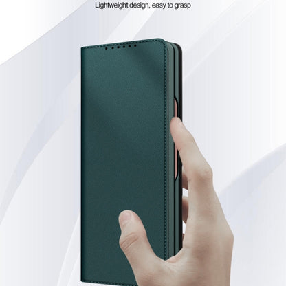 For Samsung Galaxy Z Fold4 Split Type Horizontal Flip Foldable Leather Phone Case(Fiber Brown) - Galaxy Z Fold4 5G Cases by buy2fix | Online Shopping UK | buy2fix