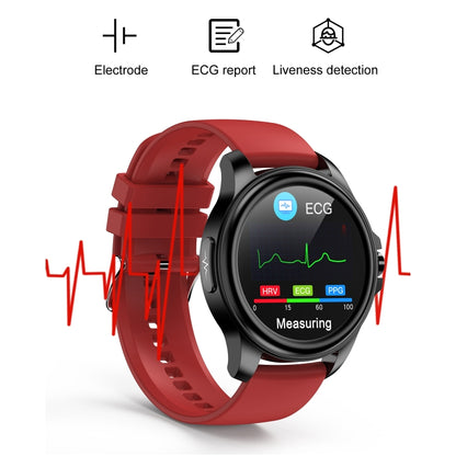 E89 1.32 Inch Screen Leather Strap Smart Health Watch Supports ECG Function, AI Medical Diagnosis, Body Temperature Monitoring(Black) - Smart Wear by buy2fix | Online Shopping UK | buy2fix