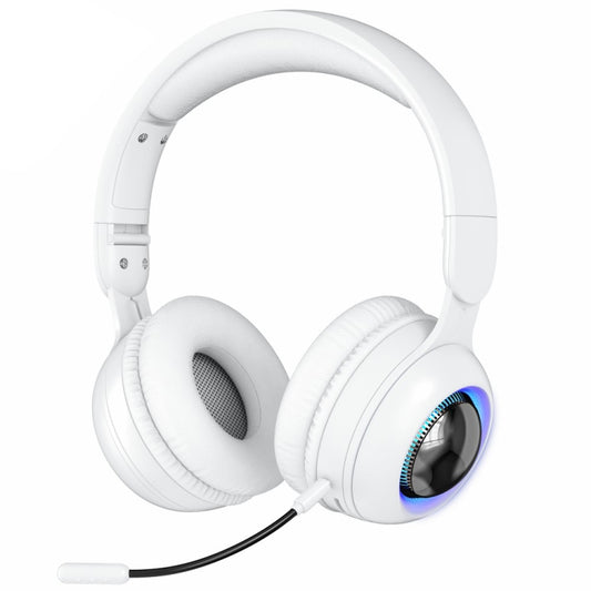 KE08 RGB Stereo PC Wireless Bluetooth Headphones with Microphone(White) - Apple Accessories by buy2fix | Online Shopping UK | buy2fix
