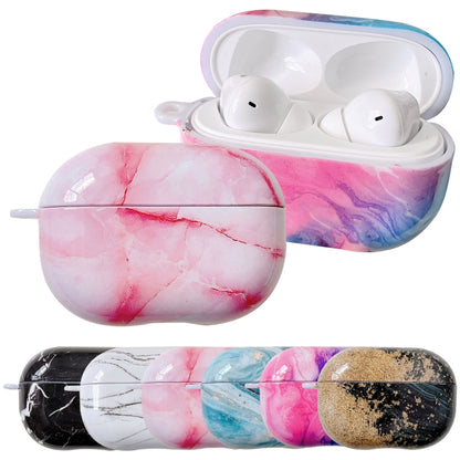 For Xiaomi Redmi Buds 4 Pro Marble Texture PC Glossy Earphone Protective Case(Aqua Blue) - Xiaomi Earphone Case by buy2fix | Online Shopping UK | buy2fix