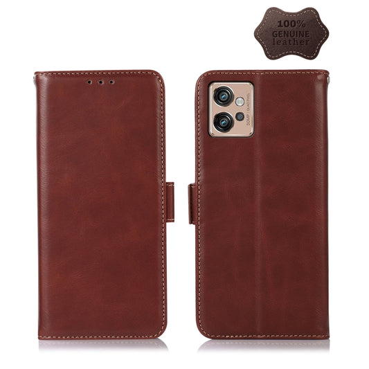 For Motorola Moto G32 Crazy Horse Top Layer Cowhide Leather Phone Case(Brown) - Motorola Cases by buy2fix | Online Shopping UK | buy2fix