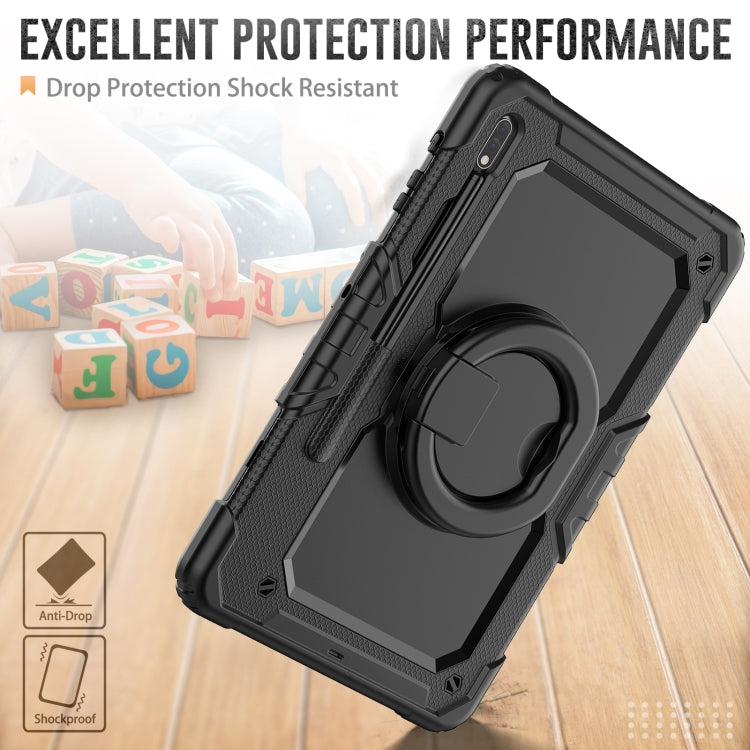 For Samsung Galaxy Tab S8+ / S7+ Bracelet Holder Silicone + PC Tablet Case(Black) - Galaxy Tab S8+ Cases by buy2fix | Online Shopping UK | buy2fix