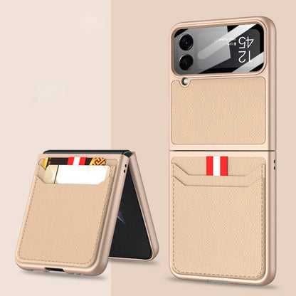 For Samsung Galaxy Z Flip4 GKK Ultra-thin Leather Phone Case with Card Slots(Gold) - Galaxy Z Flip4 5G Cases by GKK | Online Shopping UK | buy2fix