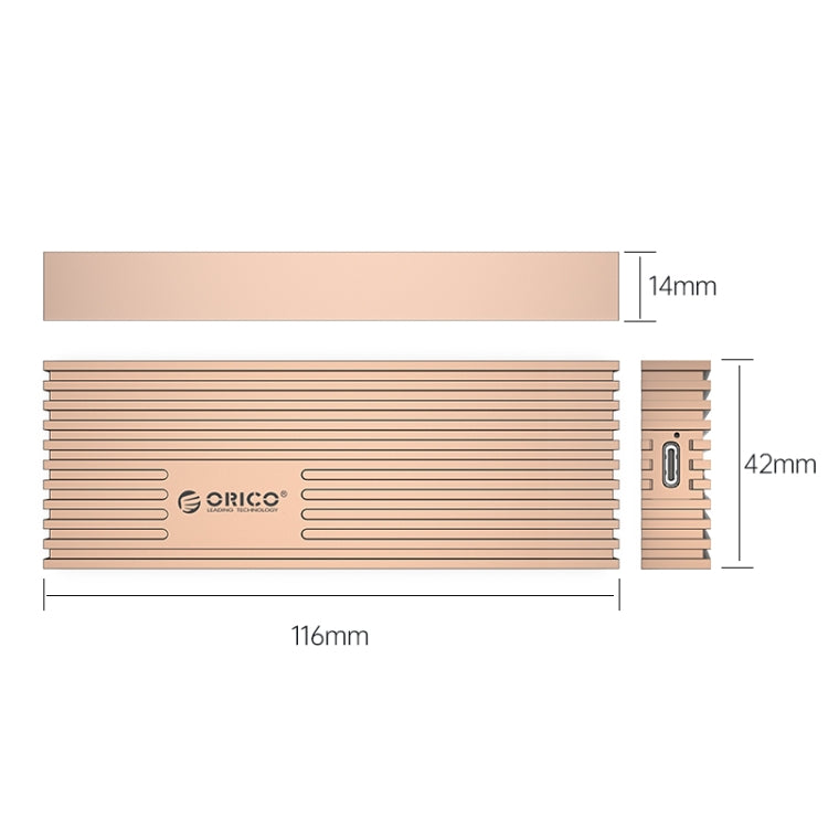 ORICO M233C3-G4-RG USB3.2 20Gbps M.2 NVMe SSD Enclosure(Gold) - HDD Enclosure by ORICO | Online Shopping UK | buy2fix