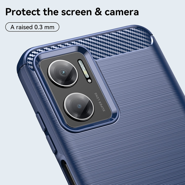 For Xiaomi Redmi 10 Prime+ 5G Brushed Texture Carbon Fiber TPU Case(Blue) - Xiaomi Accessories by buy2fix | Online Shopping UK | buy2fix