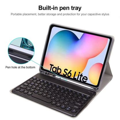 Round Cap Bluetooth Keyboard Leather Case with Pen Slot, without Touchpad For Samsung Galaxy Tab A7 10.4 2020(Dark Blue+Black Keyboard) - Samsung Keyboard by buy2fix | Online Shopping UK | buy2fix