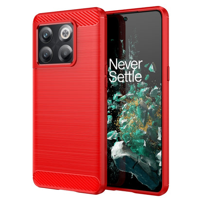 For OnePlus 10T Brushed Texture Carbon Fiber TPU Phone Case (Red) - OnePlus Cases by buy2fix | Online Shopping UK | buy2fix