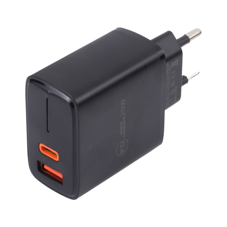 LZ-1130 PD 20W Type-C+QC 3.0 USB Fast Charger, Plug Type:EU Plug(Black) - Apple Accessories by buy2fix | Online Shopping UK | buy2fix