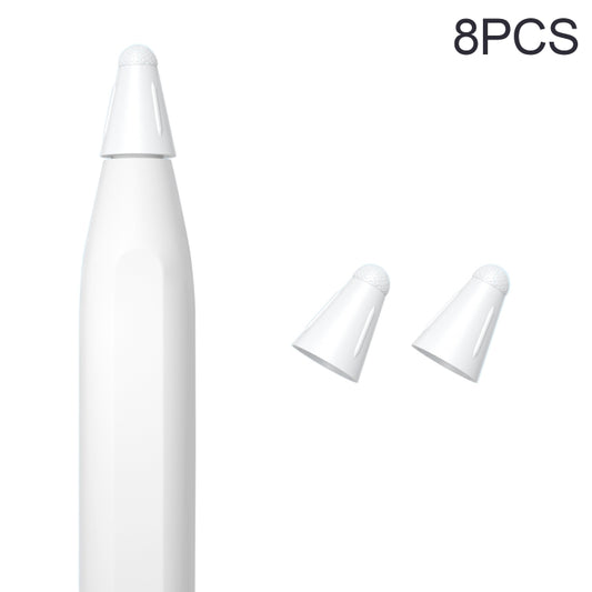 8 PCS / Set Fiber Texture Nib Protector For Apple Pencil(White) - Pencil Accessories by buy2fix | Online Shopping UK | buy2fix