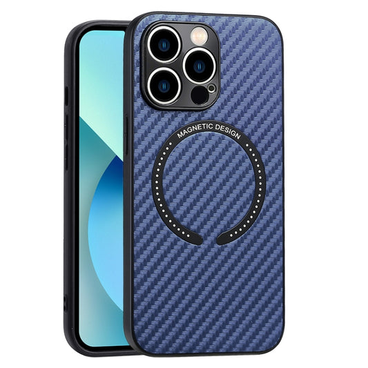 For iPhone 11 MagSafe Magnetic Carbon Fiber Texture Phone Case (Blue) - iPhone 11 Cases by buy2fix | Online Shopping UK | buy2fix