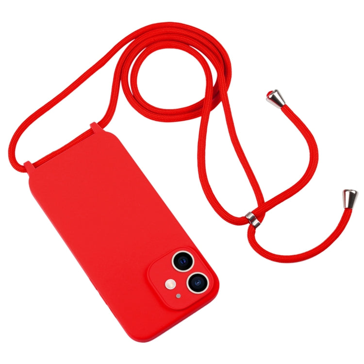 For iPhone 12 Crossbody Lanyard Liquid Silicone Case(Red) - iPhone 12 / 12 Pro Cases by buy2fix | Online Shopping UK | buy2fix