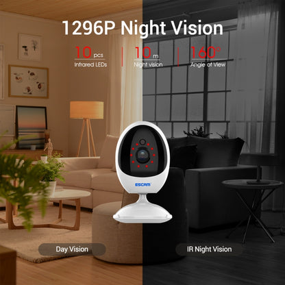 ESCAM QF006 3MP 1296P HD Indoor Wireless PTZ IP Camera IR Night Vision AI Humanoid Detection Home Security CCTV Monitor, Plug Type:AU Plug(White) - Mini Camera by ESCAM | Online Shopping UK | buy2fix