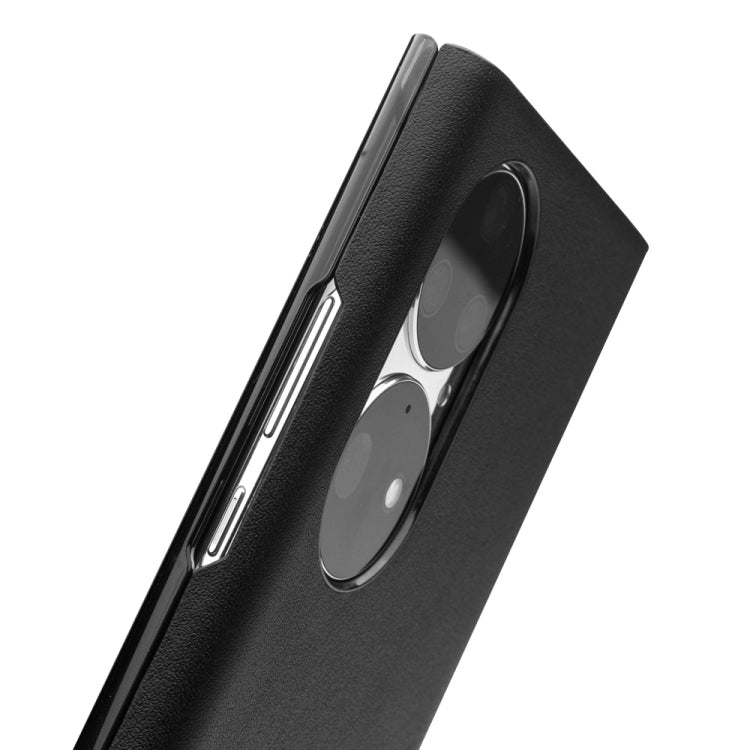 For Huawei P50 QIALINO Magnetic Side Window View Genuine Leather Smart Phone Case(Black) - Huawei Cases by QIALINO | Online Shopping UK | buy2fix