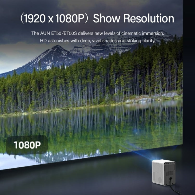 AUN ET50 4 inch 180 Lumens 1920x1080P Smart LED Mini Projector, Plug Type:US Plug(White) - Consumer Electronics by AUN | Online Shopping UK | buy2fix