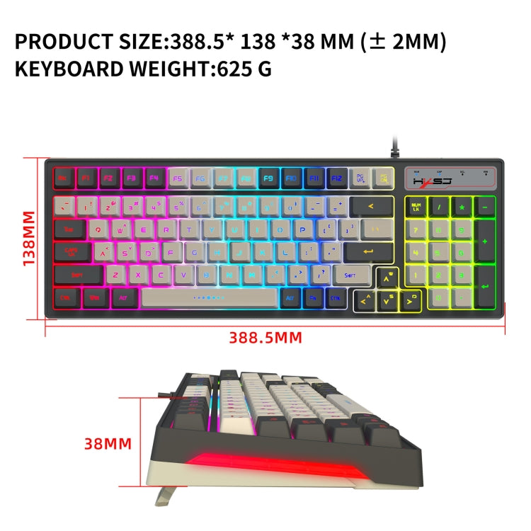 HXSJ V600 96-key RGB Backlit Dual-color Injection-molded Wired Gaming Keyboard - Wired Keyboard by HXSJ | Online Shopping UK | buy2fix