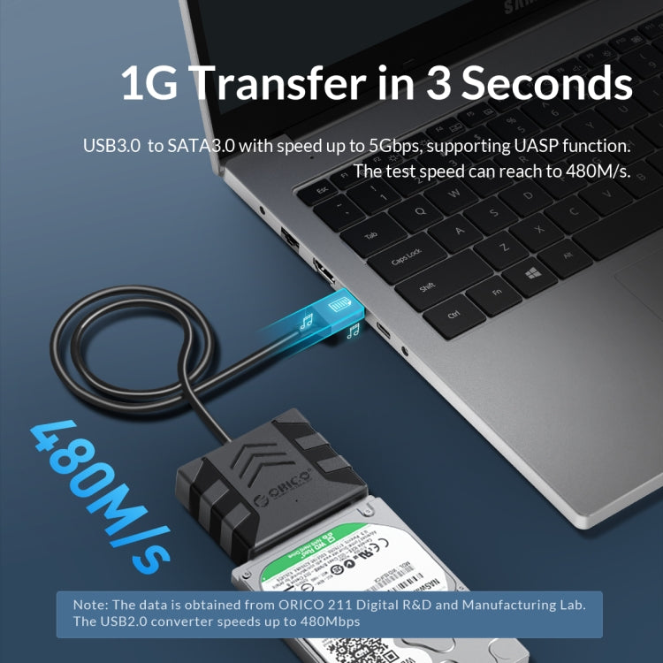 ORICO UTS1 Type-C / USB-C USB 3.0 2.5-inch SATA HDD Adapter with Silicone Case, Cable Length:0.5m - USB to IDE / SATA by ORICO | Online Shopping UK | buy2fix