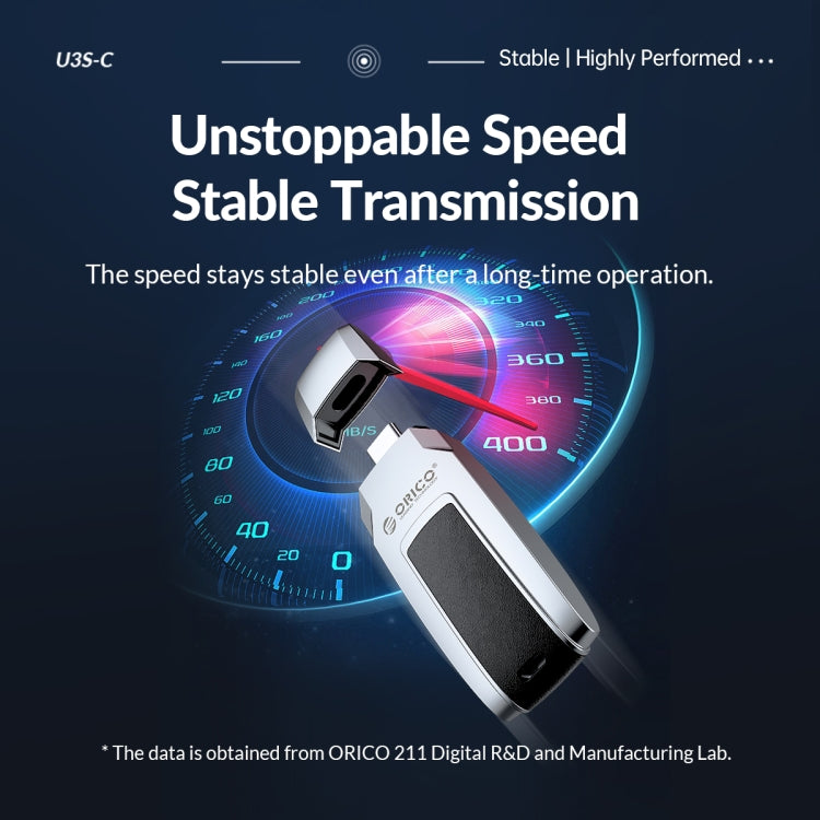 ORICO USB Flash Drive, Read: 260MB/s, Write: 70MB/s, Memory:128GB, Port:Type-C(Silver) - USB Flash Drives by ORICO | Online Shopping UK | buy2fix