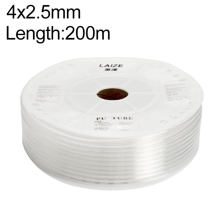 LAIZE Pneumatic Compressor Air Flexible PU Tube, Specification:4x2.5mm, 200m(Transparent) -  by LAIZE | Online Shopping UK | buy2fix