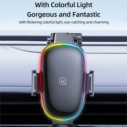 USAMS US-CD187 15W Car Colorful Light Mechanical Wireless Charging Holder - In Car by USAMS | Online Shopping UK | buy2fix