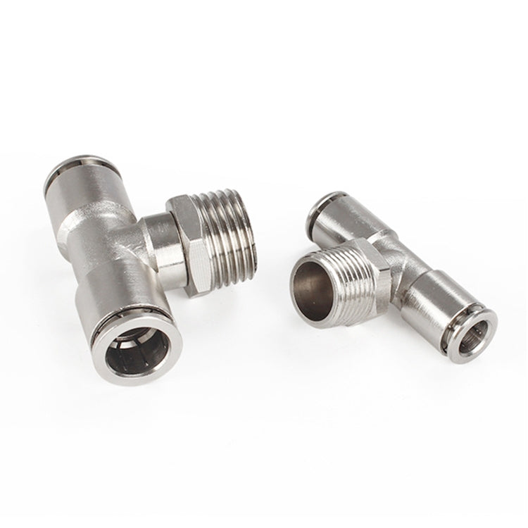 PB10-04 LAIZE Nickel Plated Copper Male Tee Branch Pneumatic Quick Connector -  by LAIZE | Online Shopping UK | buy2fix