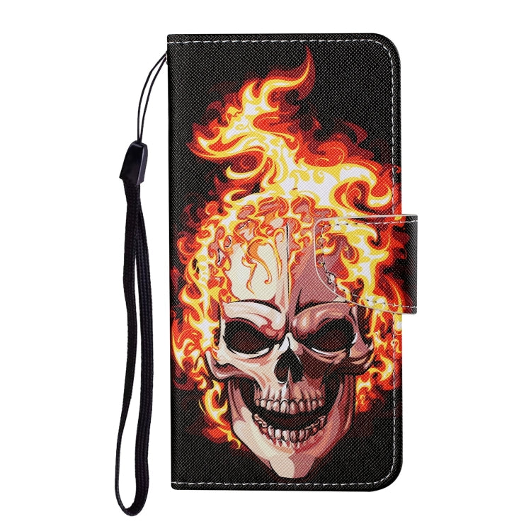 For Xiaomi Redmi A1 Colored Drawing Pattern Leather Phone Case(Flame Skull) - Xiaomi Cases by buy2fix | Online Shopping UK | buy2fix