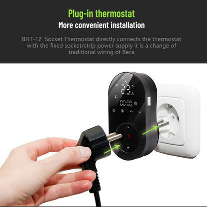 BHT12-E Plug-in LED Thermostat Without WiFi, EU Plug(Black) - Consumer Electronics by buy2fix | Online Shopping UK | buy2fix