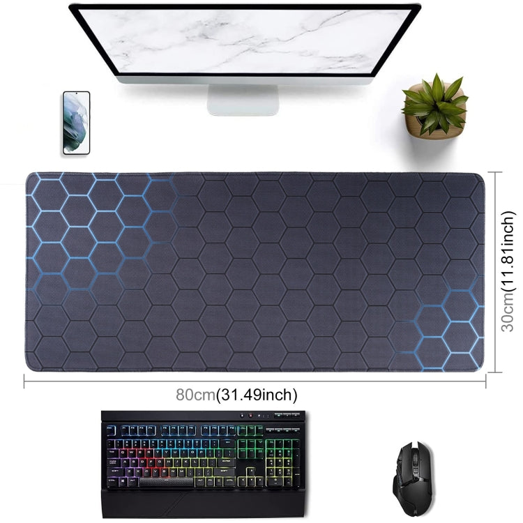 Anti-Slip Rubber Cloth Surface Game Mouse Mat Keyboard Pad, Size:80 x 30 x 0.2cm(Blue Honeycomb) - Mouse Pads by buy2fix | Online Shopping UK | buy2fix