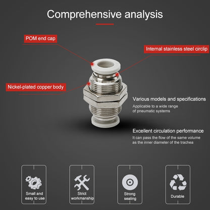 PM-6 LAIZE PM Bulkhead Straight Pneumatic Quick Fitting Connector -  by LAIZE | Online Shopping UK | buy2fix