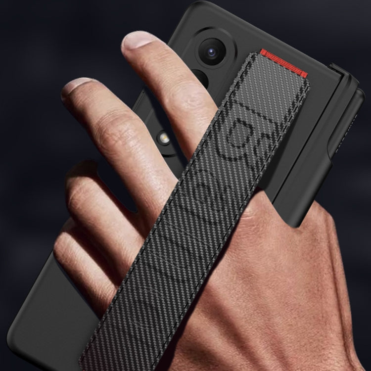 For Samsung Galaxy Z Fold4 GKK Magnetic Fold Hinge Shockproof Phone Case with Wrist Strap(Carbon Fibre) - Galaxy Z Fold4 5G Cases by GKK | Online Shopping UK | buy2fix