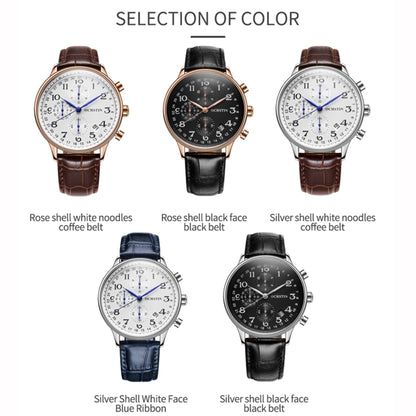 Ochstin 6050C Multifunctional Quartz Men Leather Watch(Rose Gold+Coffee) - Leather Strap Watches by OCHSTIN | Online Shopping UK | buy2fix