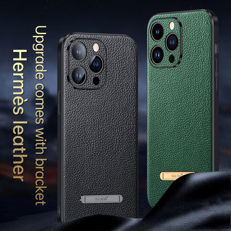 For iPhone 14 Pro SULADA Famous Artisan Series Litchi Leather PC + TPU Phone Case(Black) - iPhone 14 Pro Cases by SULADA | Online Shopping UK | buy2fix