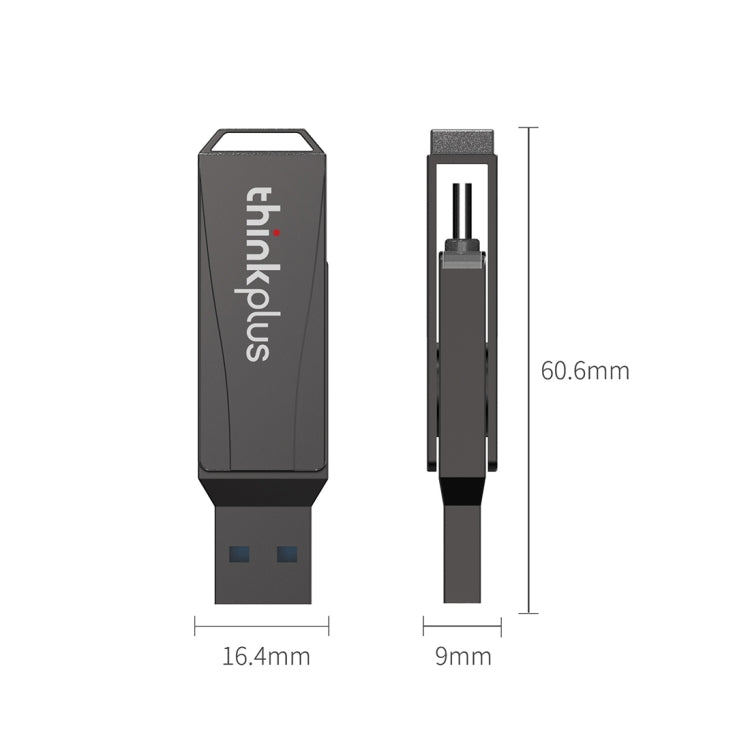 Lenovo Thinkplus MU252 USB 3.1 + USB-C / Type-C Flash Drive, Memory:32GB(Black) - USB Flash Drives by Lenovo | Online Shopping UK | buy2fix