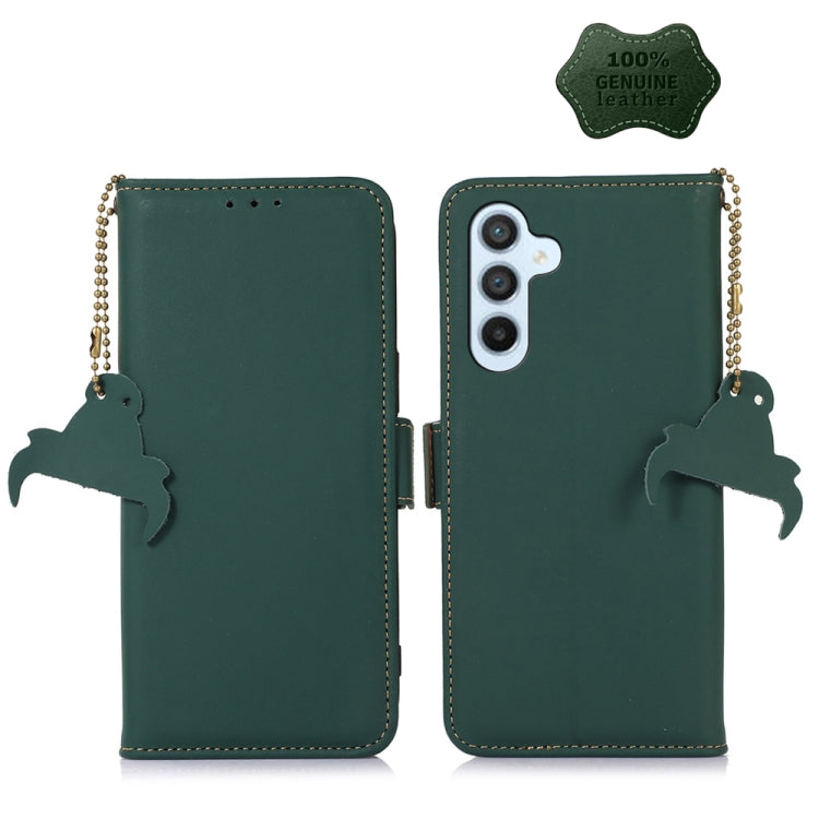 For Samsung Galaxy S23+ 5G Genuine Leather Magnetic RFID Leather Phone Case(Green) - Galaxy S23+ 5G Cases by buy2fix | Online Shopping UK | buy2fix