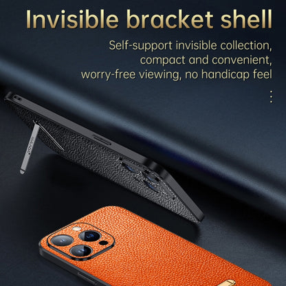 For iPhone 14 Pro Max SULADA Invisible Bracket Leather Back Cover Phone Case(Orange) - iPhone 14 Pro Max Cases by SULADA | Online Shopping UK | buy2fix