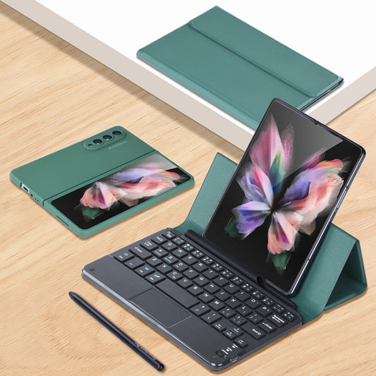For Samsung Galaxy Z Fold3 GKK Magnetic Folding Bluetooth Keyboard Leather Case with Touchpad / Pen(Dark Green) - Samsung Keyboard by GKK | Online Shopping UK | buy2fix