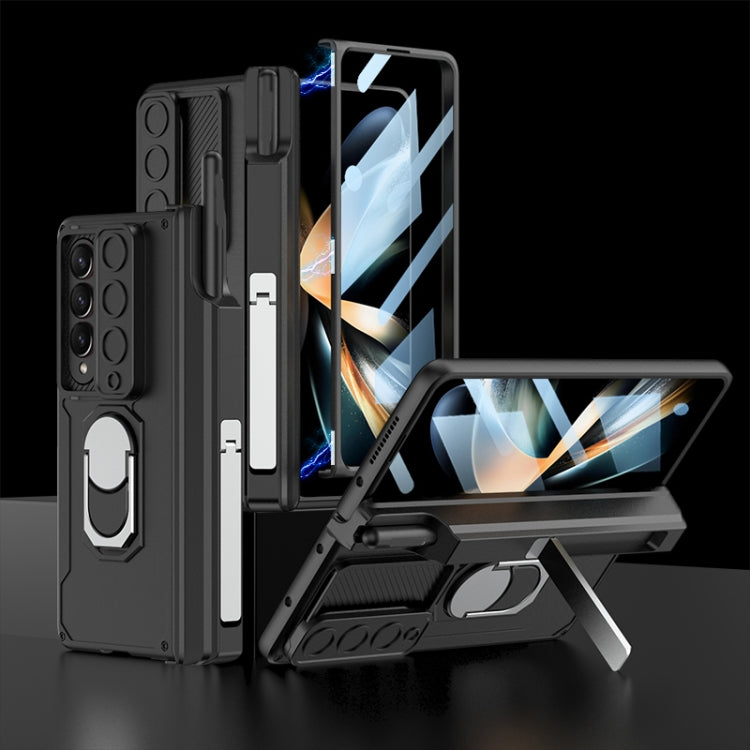 For Samsung Galaxy Z Fold4 GKK Integrated Magnetic Folding Phone Case with Pen Case(Black) - Galaxy Z Fold4 5G Cases by GKK | Online Shopping UK | buy2fix